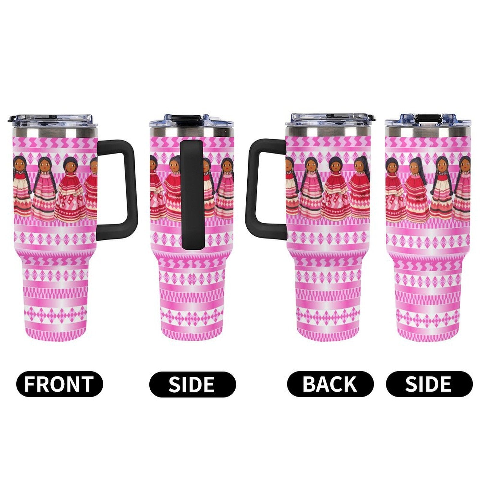 Pink Dolls 40oz Tumbler with Multi-Color Handle